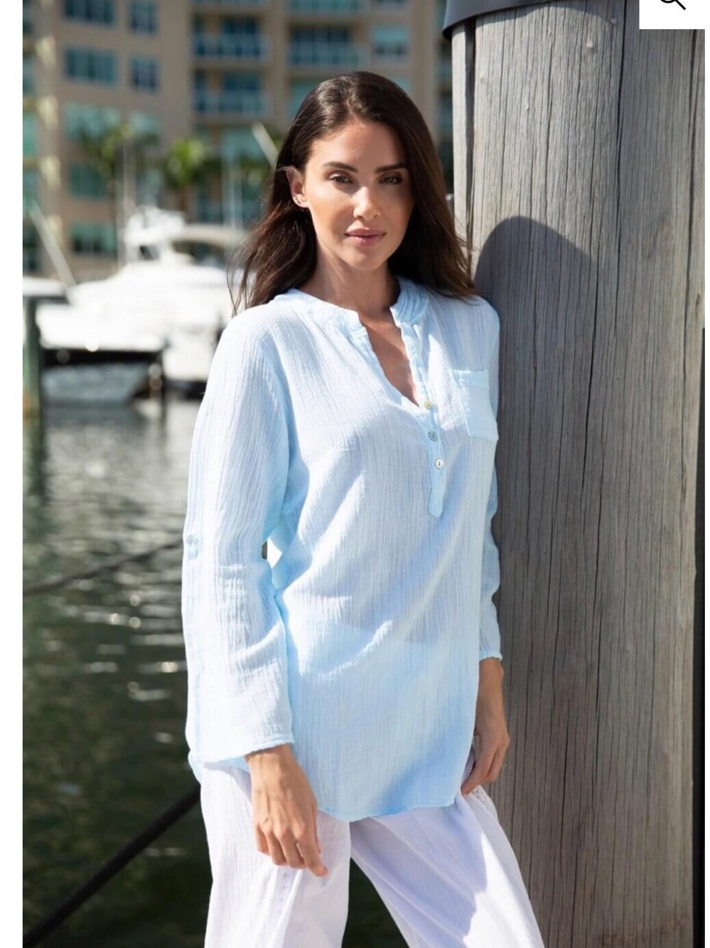 Cotton Natural Linda Arctic Blue Shirt